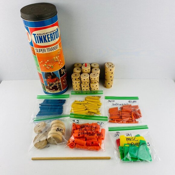 Tinkertoys The Original Super Transit No 146 180 Parts Kids USA Building Toy Lot - Picture 1 of 16